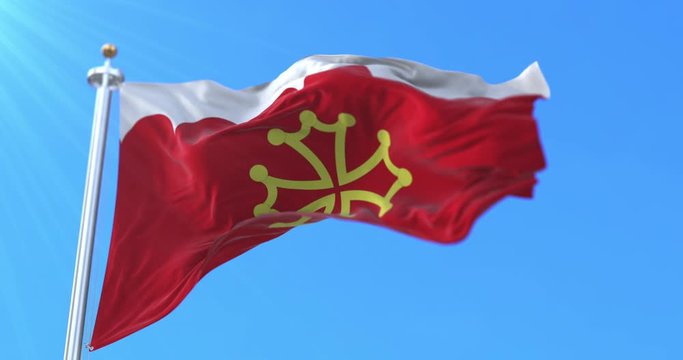 Flag of department of Gard in the Occitanie region, France. Loop