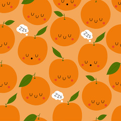 Kawaii Cartoon Sleeping Orange. 