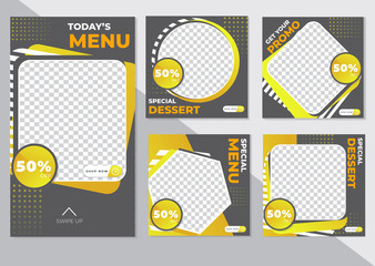 Culinary food social media post stories banner templates collection