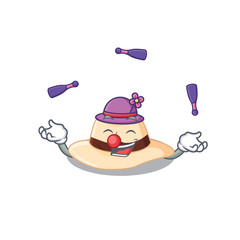 A panama hat cartoon design style succeed playing juggling