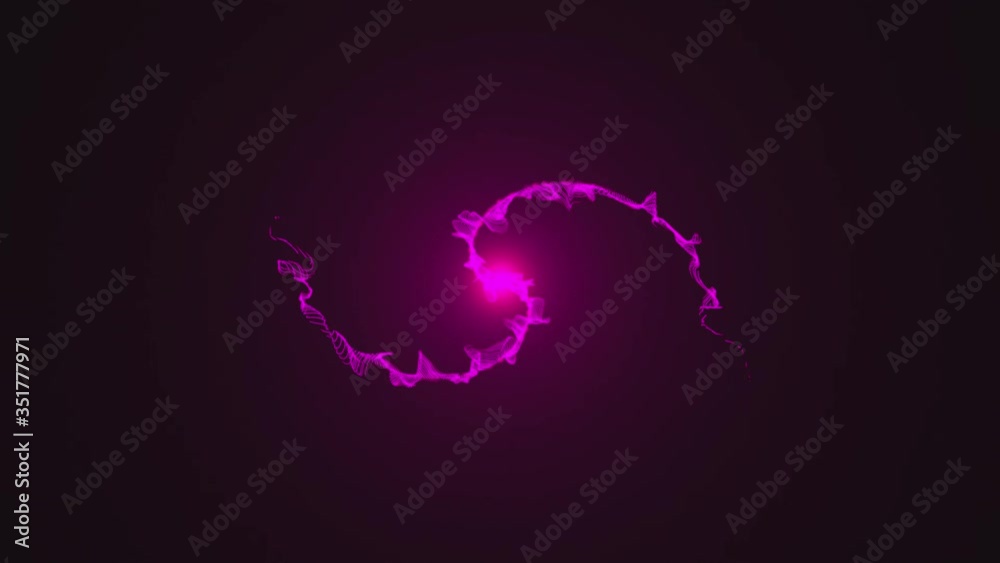 Wall mural opening intro. light, rotation particles and shockwave. 3d rendered.