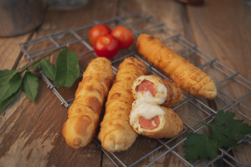 Cheese fingers with sausage inside