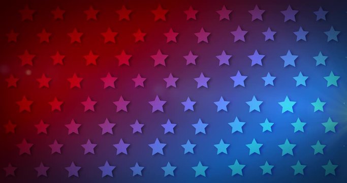 Animation of multiple rows of stars pulsating over glowing blue to red background