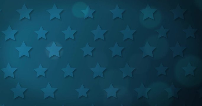 Animation of multiple rows of stars pulsating over moving spots of light on blue background