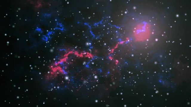 Animation of space moving and glowing stars with colorful nebulae