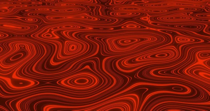 Animation of multiple red glowing liquid shapes waving swirling and flowing smoothly