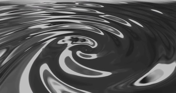 Animation of 3d metallic silver grey liquid swirling and flowing smoothly