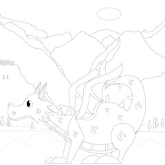 Outline Dinosaur  Illustration Suitable For Any Of Graphic Design Project Such As Coloring Book And Education