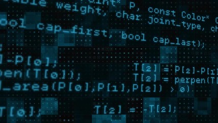 Animation of data processing on black and blue background