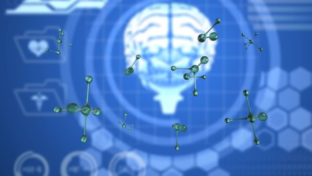 Animation of human brain on blue background