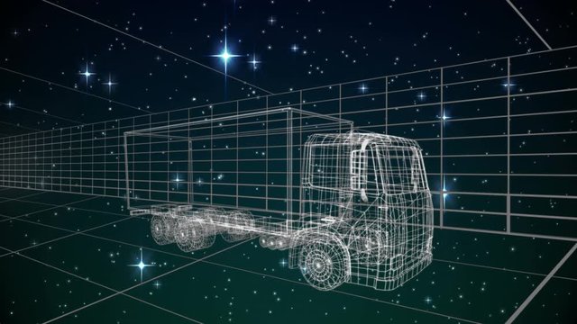 Animation of digital truck on a space background
