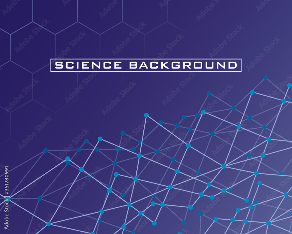 Wall mural purple science background with lines structures