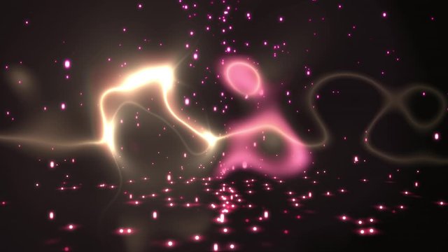 Animation of a moving golden line on a black background with pink stars