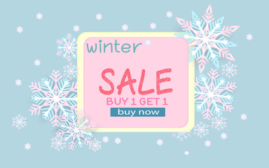 Winter Sale Vector Discount - flat design style for season promotion. Vector illustration.