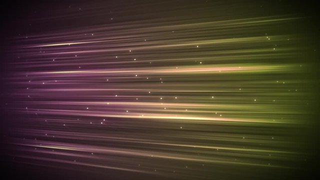 Animation of purple, yellow and green horizontal light trails on black background