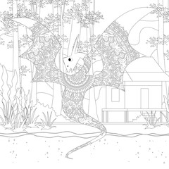 Outline Dinosaur  Illustration Suitable For Any Of Graphic Design Project Such As Coloring Book And Education