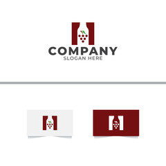 Negative Space Wine Logo Design Vector Template