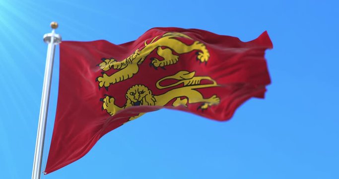 Flag of the region of Normandy, France. Loop