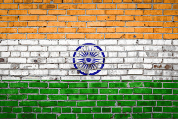 Flag  banner on brick wall background.