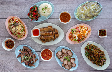 Fototapeta na wymiar Thai Mixed Food Selections 