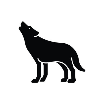 Black solid icon for wolf