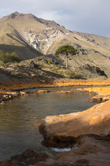 Fototapeta na wymiar river between patagonia mountains