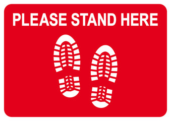 ibsn22 InformationBadgeSignNew ibsn - ds230 DiskretionSchild - floor sticker - english - please stand here - social distancing - footprint. - human boot / shoe - sign for print. DIN A3 A2 A3 A4 e9664