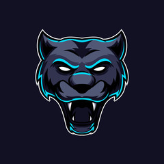 Black panther head mascot logo vector. Modern dark cat Illustration esport gaming team template design