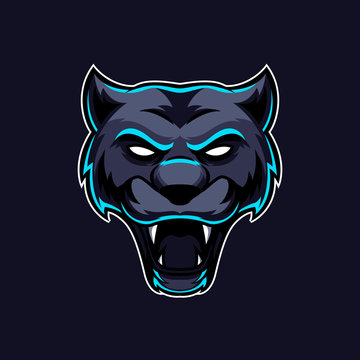 Black panther head mascot logo vector. Modern dark cat Illustration esport gaming team template design