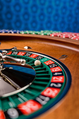 Roulette table close up at the Casino