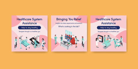 Fototapeta premium Advertising template with healthcare and hospital