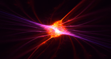 3D rendering abstract red fractal light background