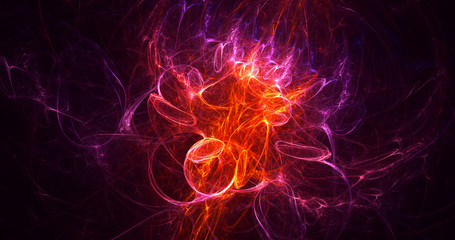 3D rendering abstract red fractal light background