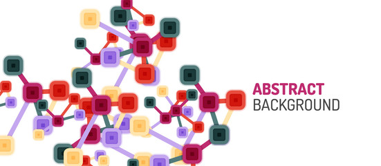 Abstract square dot connections, flat style multicolored geometric background for Wallpaper, Banner, Background, Card, Book Illustration, landing page or poster design