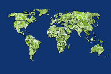 world map covered with corona virus illustration