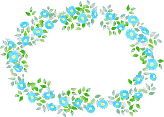 青いガーベラと葉のベクターイラスト