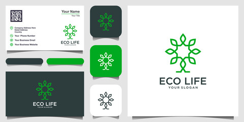 Tree Vector Logo Design Inspiration. logo design and business card
