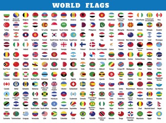 Rounded world flags Collection. circular design. Rounded world flags Collection drawing by illustration. Set of world flags