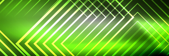 Shiny neon glowing techno lines, hi-tech futuristic abstract background template with square shapes