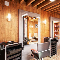Barbershop Design (focus) - 3d visualization