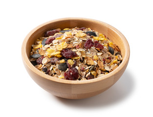 Granola on a white background
