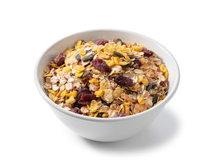 Granola on a white background