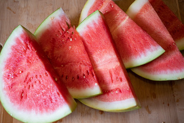 fresh watermelon on a wooden table
