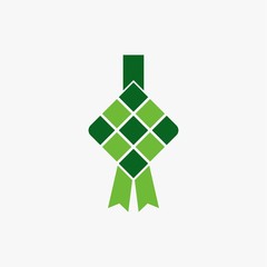 Ketupat illustration vector icon. Traditional rice dumpling food in leaf abstract symbol.