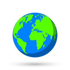 Globe with world map on white background. Earth. Vector illustration.