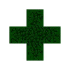Fototapeta premium Medical marijuana, green cross hemp in its place. Marijuana logo.