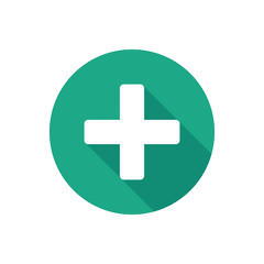 Obraz premium Flat icon plus medical health button vector. For web and application.