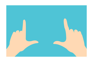 The hands are shaped up into a camera action. This object is vector illustration and color is editable. Uses for template, print, website , flyer and brochure.