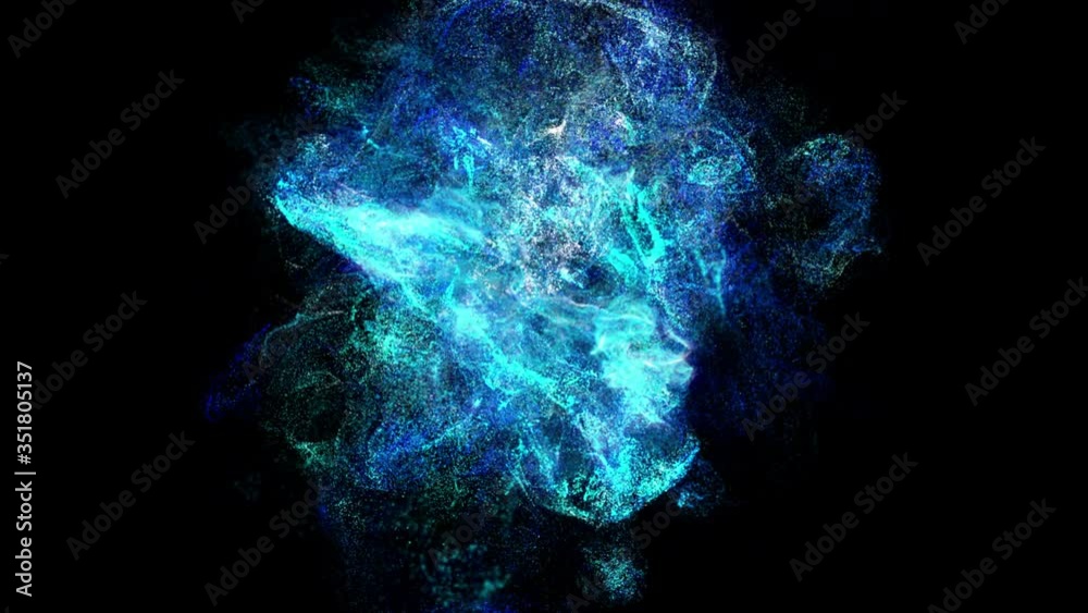 Aufkleber Futuristic colorful particles explosion shock wave flowing in cyber space de-focus abstract background
