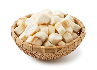 Japanese wheat gluten on a white background